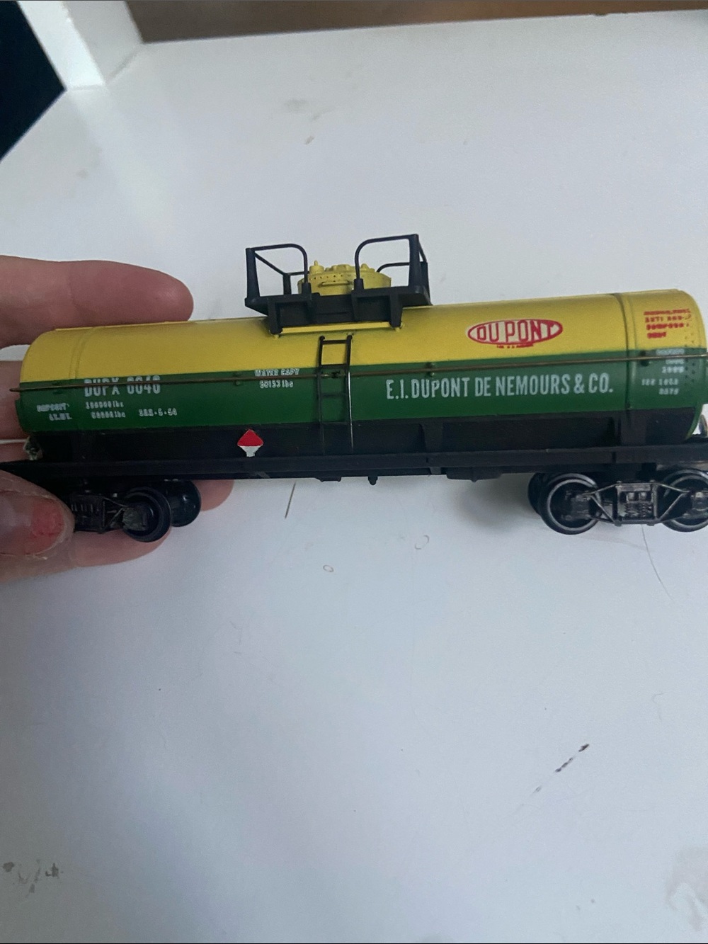 DuPont Green & Yellow Tanker Railcar Toy for Kids